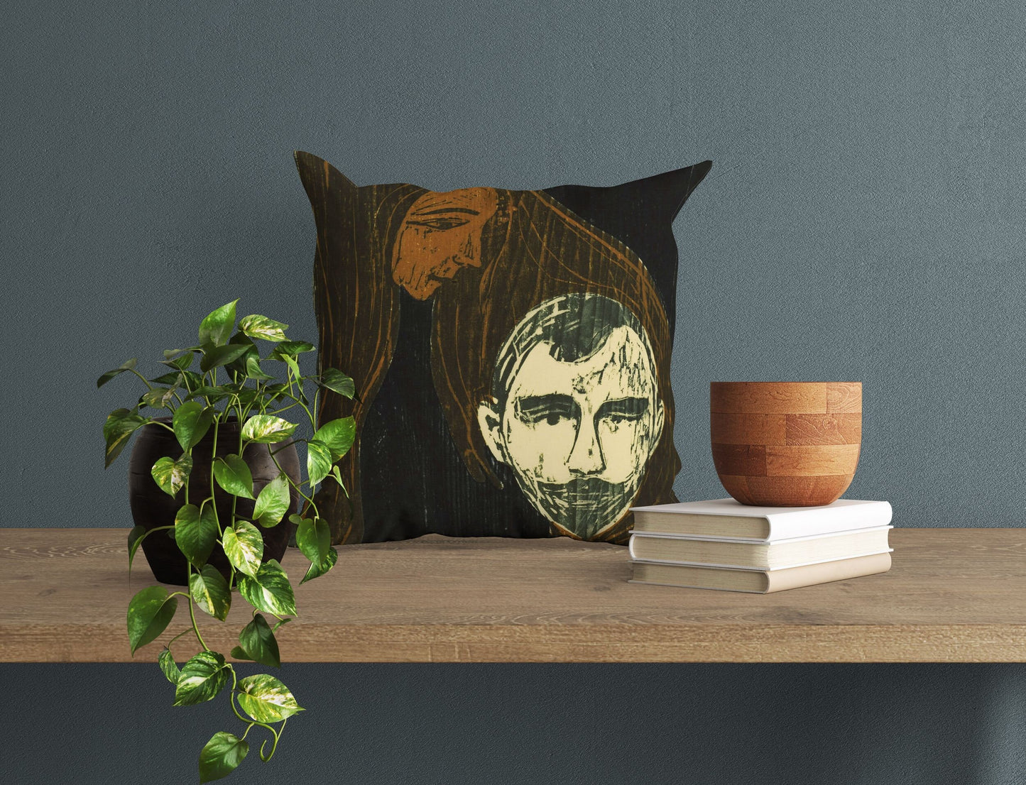 Edvard Munch Famous Art Mannshode I Kvinnehar, Throw Pillow, Abstract Pillow, Artist Pillow, Black And White, 22X22 Pillow Cover