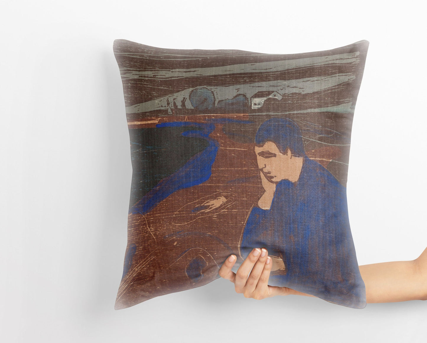 Edvard Munch Famous Art Melankoli, Throw Pillow Cover, Abstract Throw Pillow, 22X22 Pillow Cover, Home Decor Pillow, Sofa Pillows