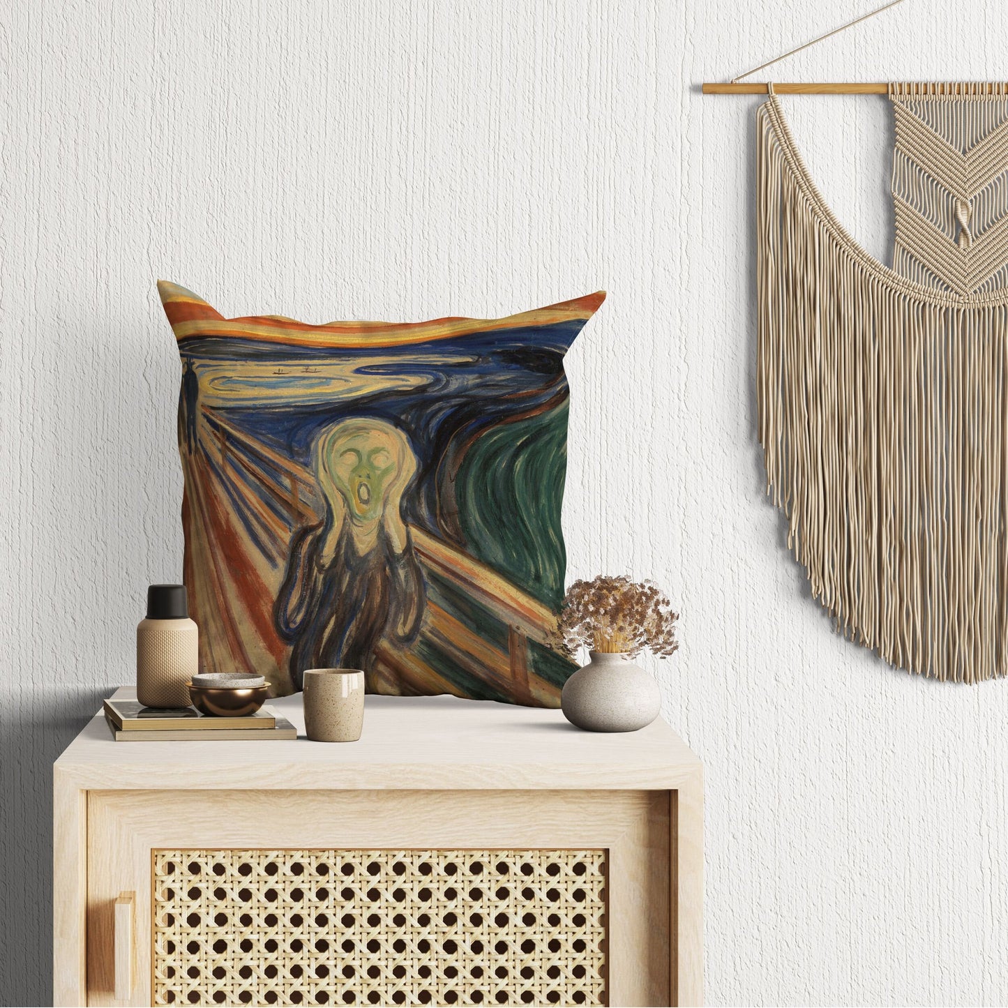 Edvard Munch Famous Art Scream, Tapestry Pillows, Abstract Pillow, Soft Pillow Cases, 18 X 18 Pillow Covers, Playroom Decor, Sofa Pillows