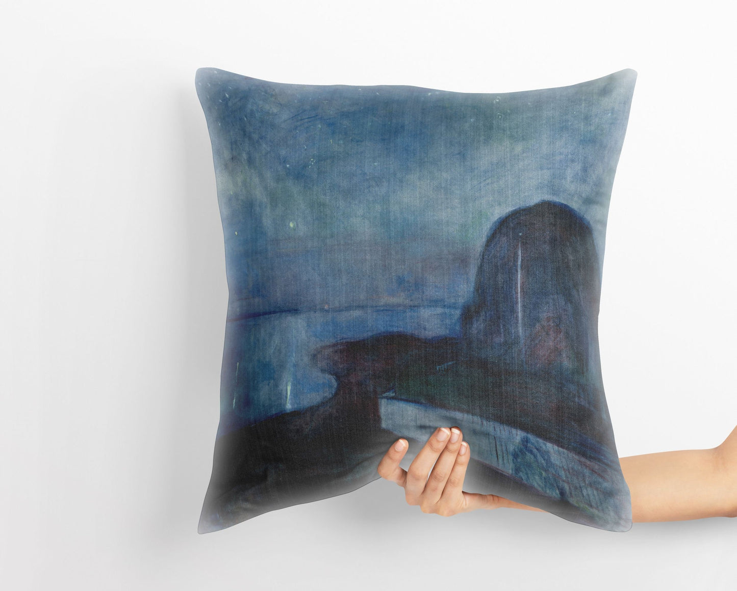 Edvard Munch Famous Art Starry Night, Decorative Pillow, Abstract Pillow, Soft Pillow Cases, Contemporary Pillow, 22X22 Pillow Cover