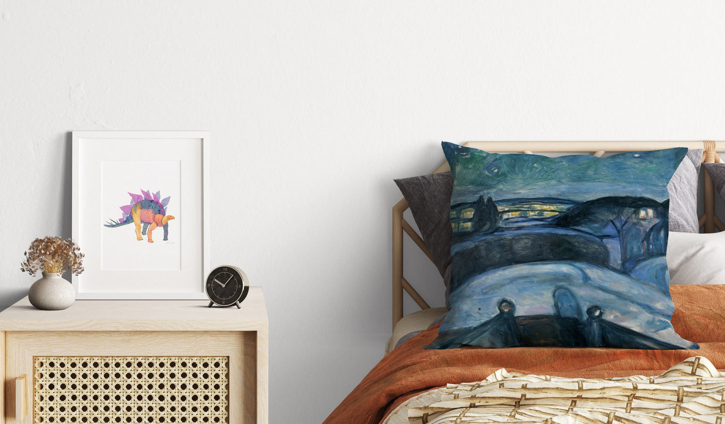 Edvard Munch Famous Art Starry Night, Pillow Case, Abstract Pillow, Art Pillow, Blue Pillow, Contemporary Pillow, Home Decor Pillow