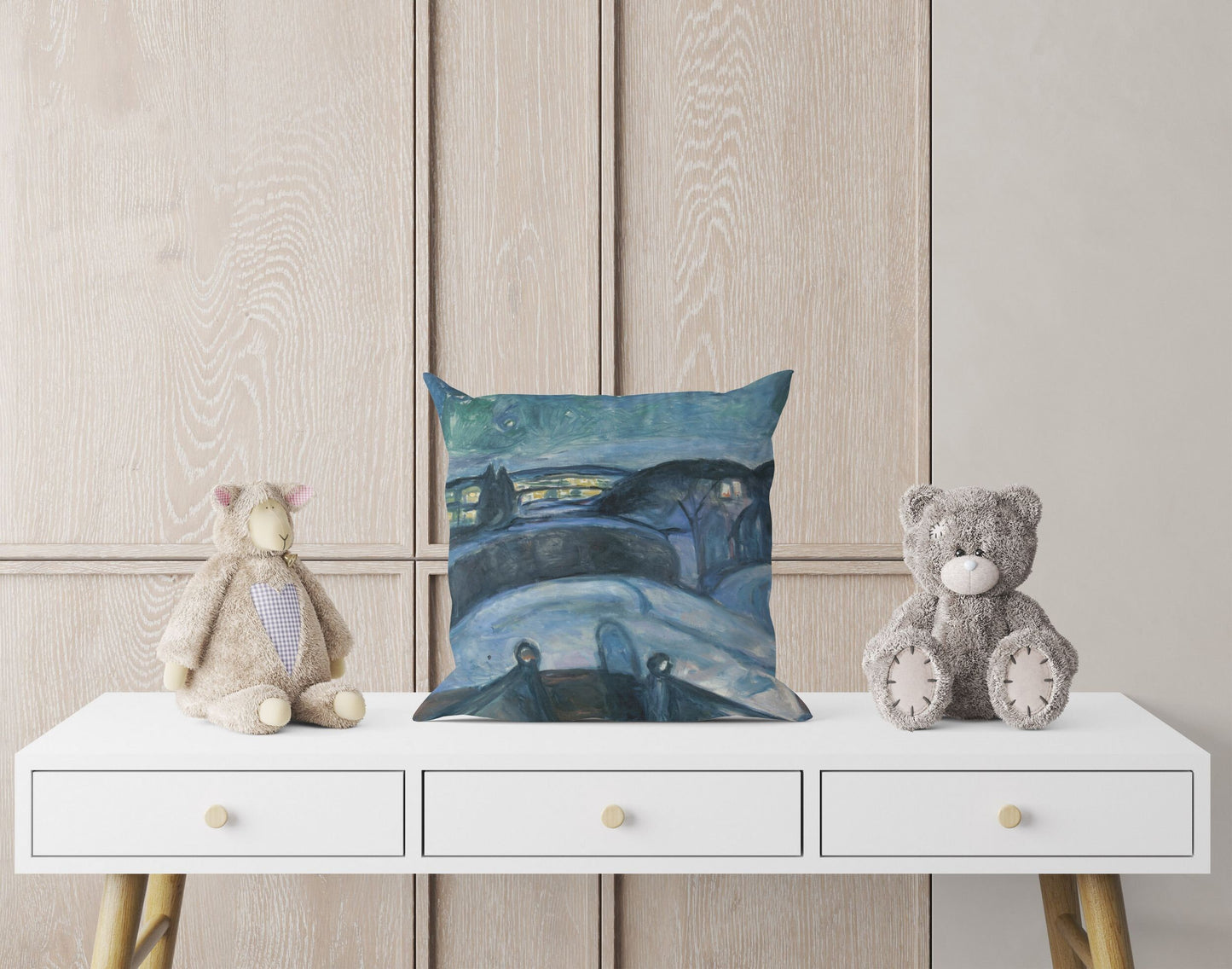 Edvard Munch Famous Art Starry Night, Pillow Case, Abstract Pillow, Art Pillow, Blue Pillow, Contemporary Pillow, Home Decor Pillow