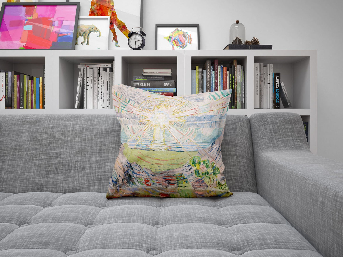 Edvard Munch Famous Art The Sun, Pillow Case, Abstract Throw Pillow, Art Pillow, White Pillow Cases, Expressionist Pillow Large Pillow Cases
