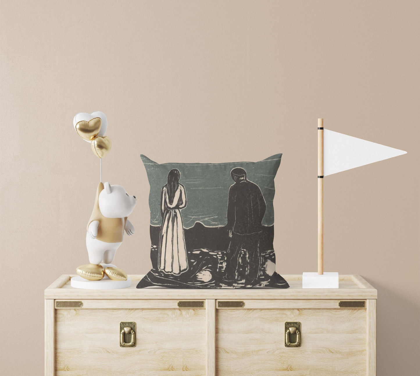 Edvard Munch Famous Art, Throw Pillow Cover, Abstract Pillow, Art Pillow, Black And White, Modern Pillow, 22X22 Pillow Cover, Playroom Decor