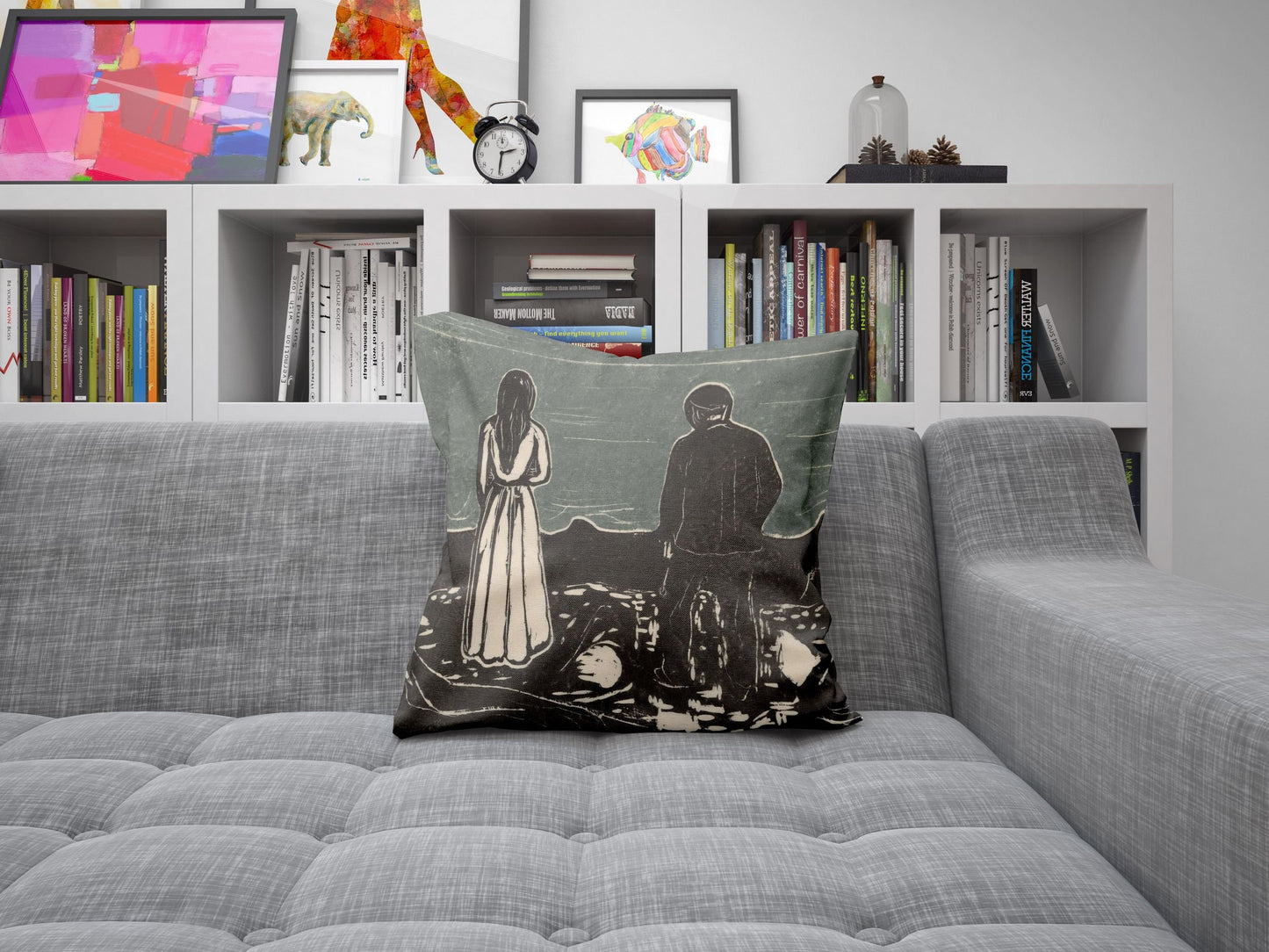 Edvard Munch Famous Art, Throw Pillow Cover, Abstract Pillow, Art Pillow, Black And White, Modern Pillow, 22X22 Pillow Cover, Playroom Decor