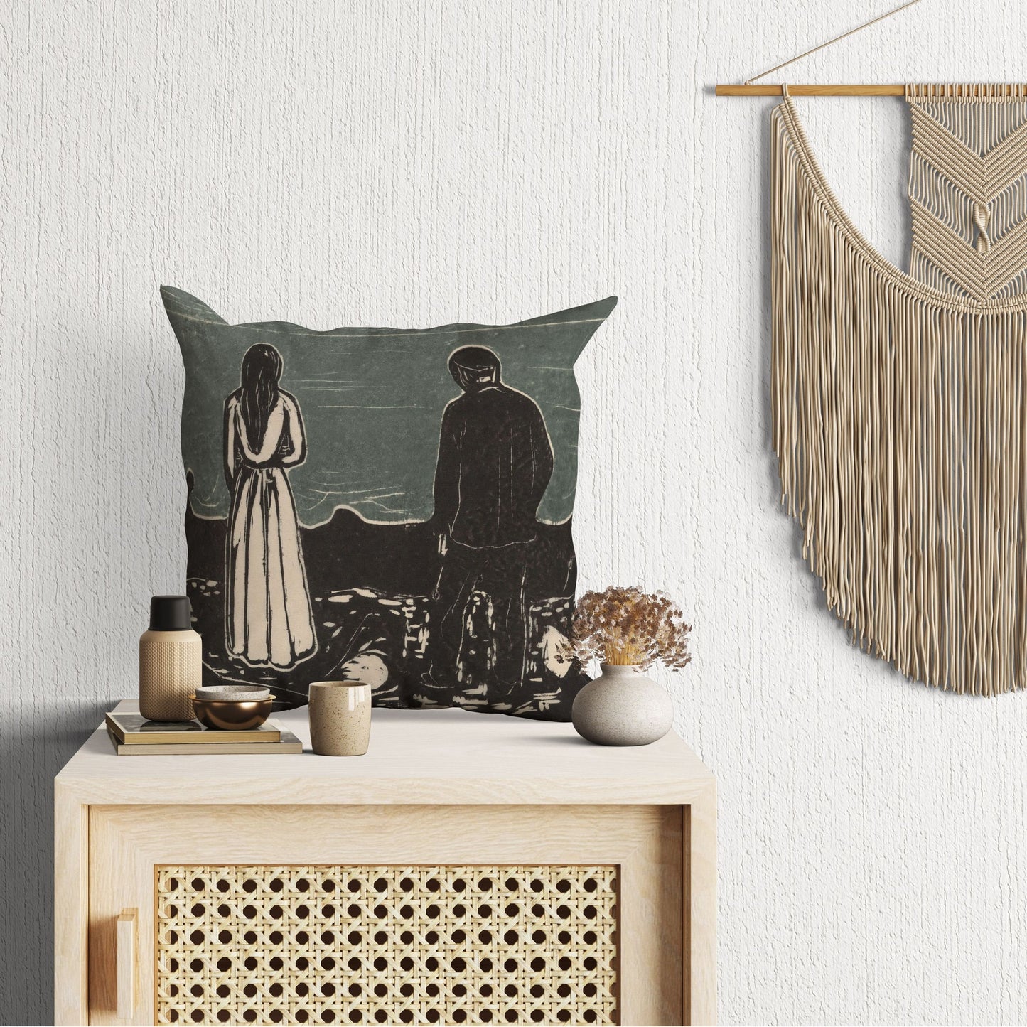 Edvard Munch Famous Art, Throw Pillow Cover, Abstract Pillow, Art Pillow, Black And White, Modern Pillow, 22X22 Pillow Cover, Playroom Decor