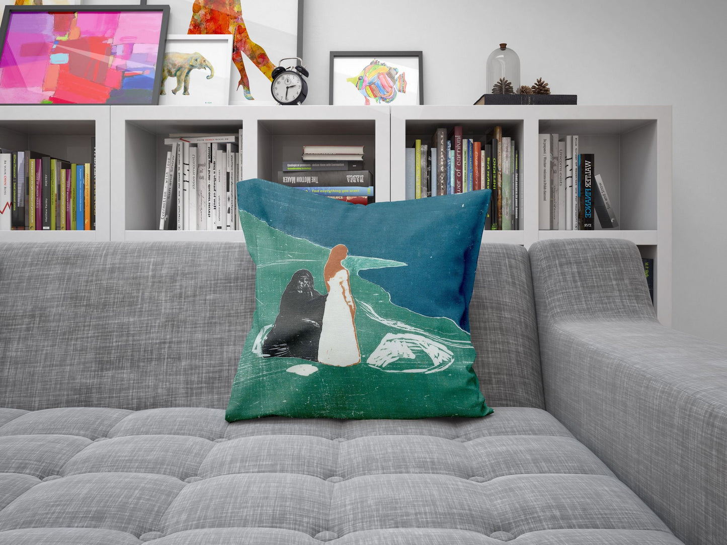 Edvard Munch Famous Art Two Women On The Beach, Toss Pillow, Abstract Throw Pillow, Artist Pillow, Green Pillow Cases, Modern Pillow