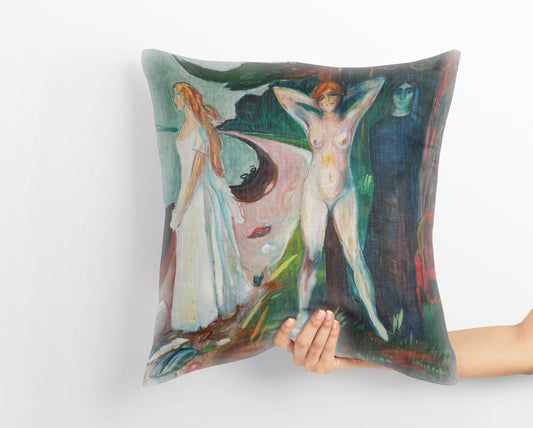 Edvard Munch Famous Art Woman, Pillow Case, Abstract Throw Pillow, Art Pillow, Green Pillow Cases, Expressionist Pillow, Large Pillow Cases