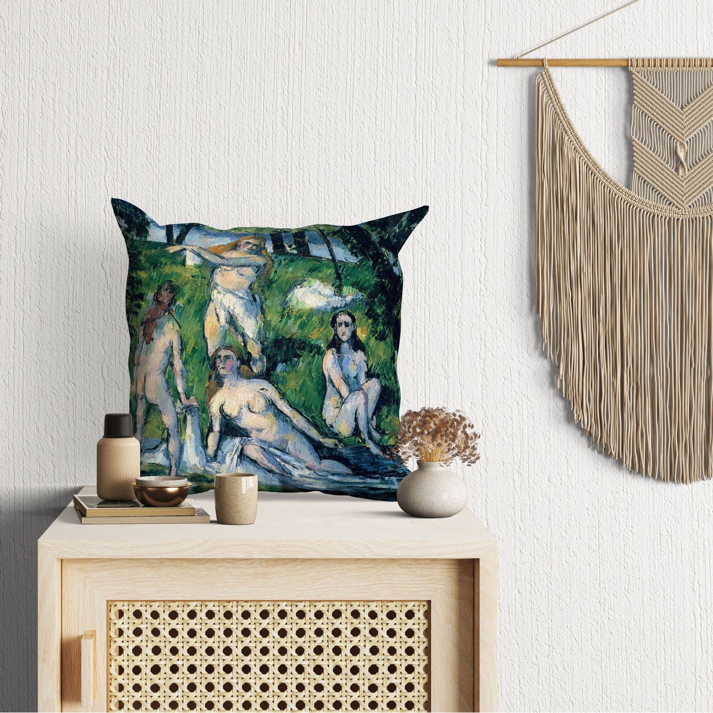 Paul Cezanne Famous Art, Decorative Pillow, Abstract Throw Pillow Cover, Green And Blue, Contemporary Pillow, Large Pillow Cases