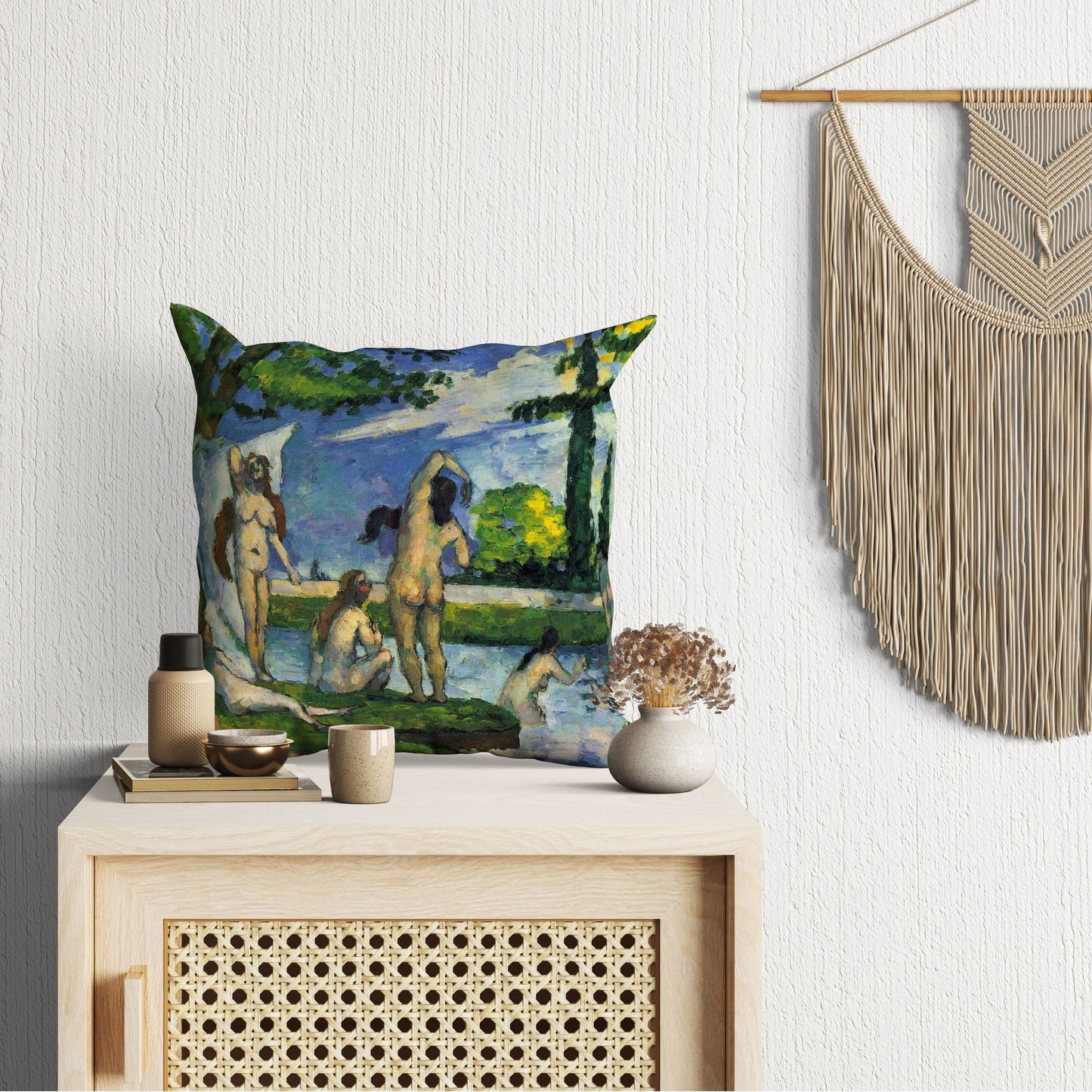 Paul Cezanne Famous Art, Pillow Case, Abstract Pillow, Art Pillow, Green And Yellow, Modern Pillow, Large Pillow Cases, Home Decor Pillow