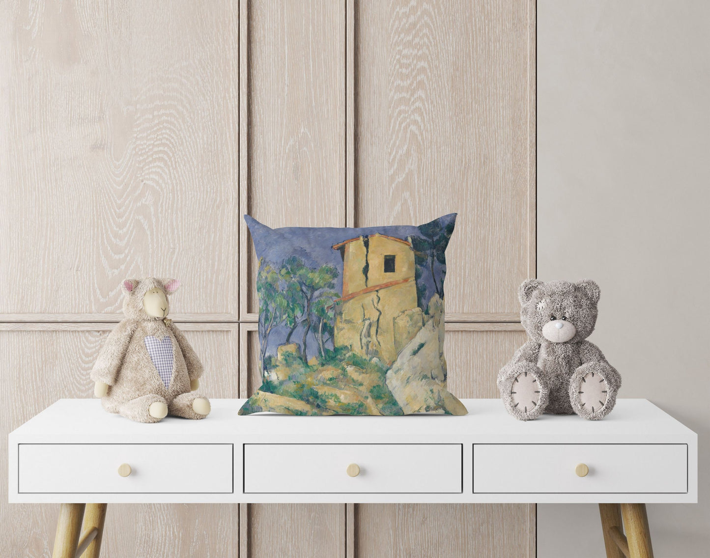 Paul Cezanne Famous Painting, Toss Pillow, Abstract Pillow, Artist Pillow, Blue And Yellow, Post-Impressionist Art, Square Pillow