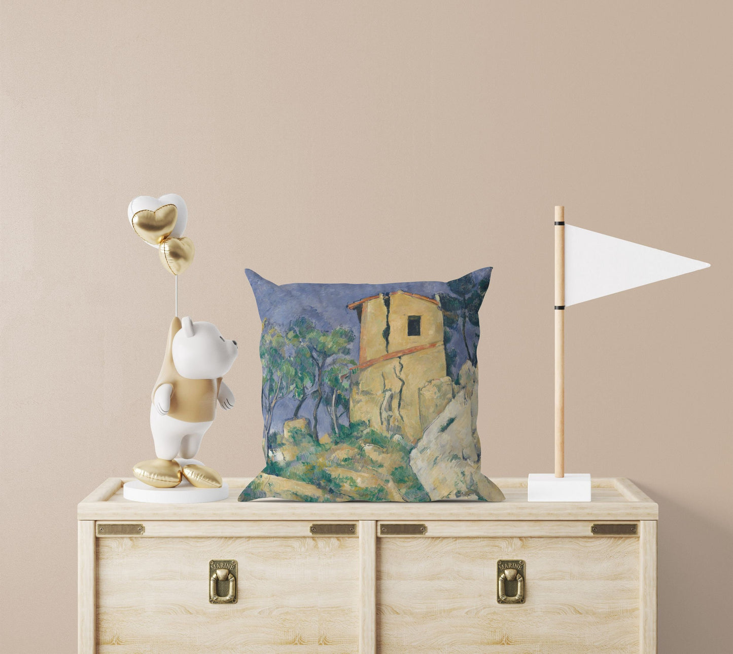 Paul Cezanne Famous Painting, Toss Pillow, Abstract Pillow, Artist Pillow, Blue And Yellow, Post-Impressionist Art, Square Pillow