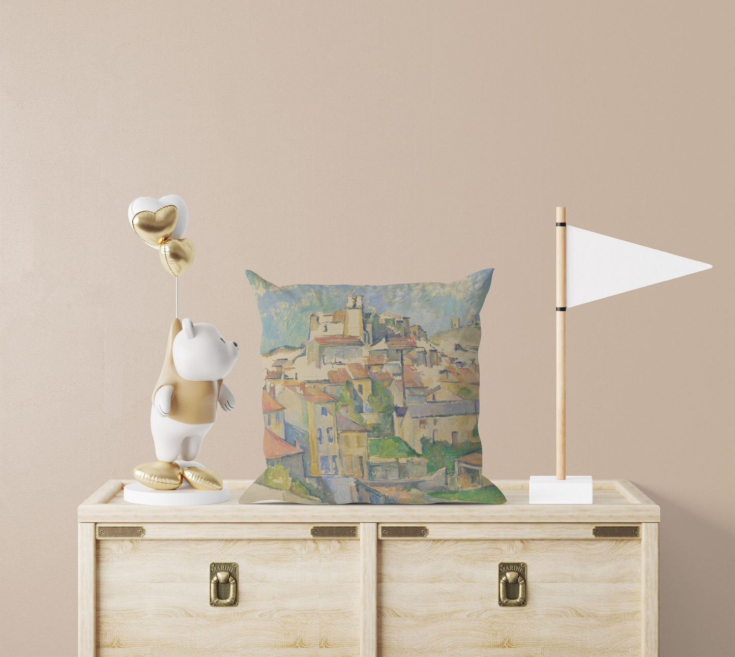 Paul Cezanne Famous Painting, Throw Pillow, Abstract Throw Pillow Cover, Designer Pillow, Blue And Beige, Modern Pillow, Square Pillow