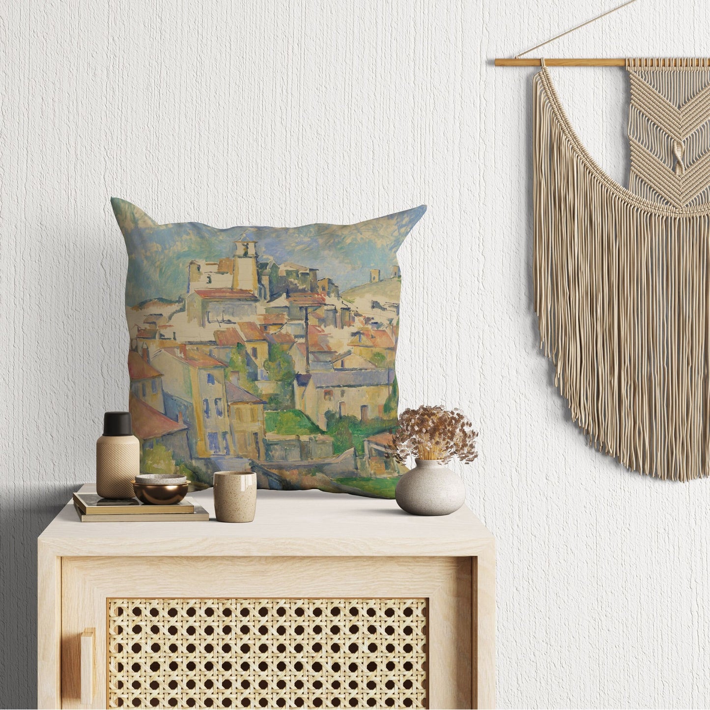 Paul Cezanne Famous Painting, Throw Pillow, Abstract Throw Pillow Cover, Designer Pillow, Blue And Beige, Modern Pillow, Square Pillow