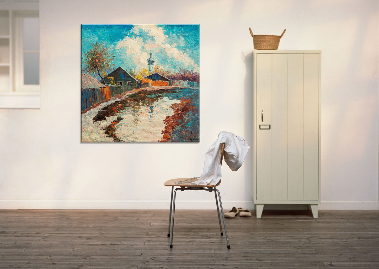 Winter Landscape Oil Painting, Canvas Wall Art, Oil On Canvas Painting, Landscape, Oversized Painting, Modern Wall Art, Impasto Oil Painting