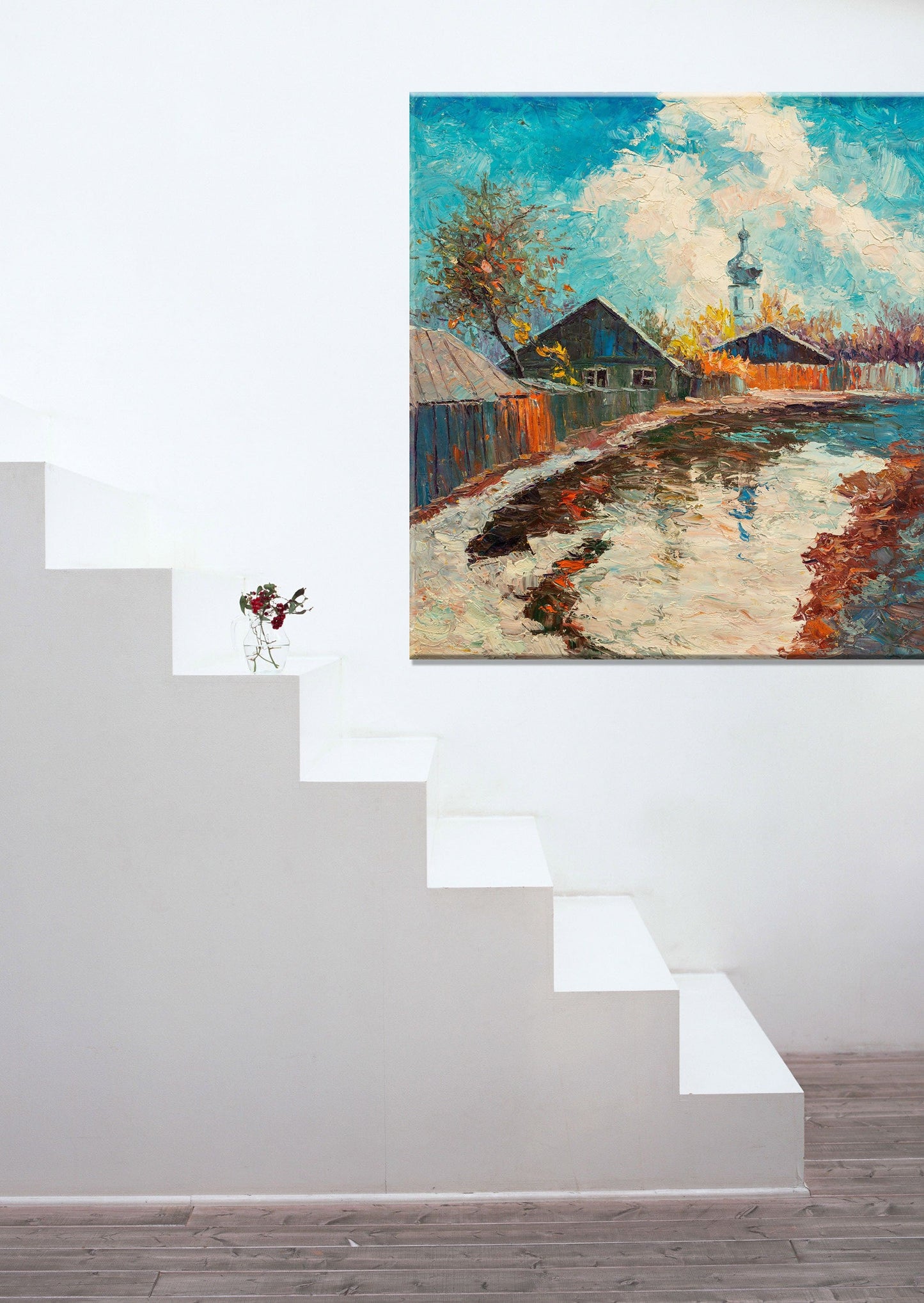 Winter Landscape Oil Painting, Canvas Wall Art, Oil On Canvas Painting, Landscape, Oversized Painting, Modern Wall Art, Impasto Oil Painting