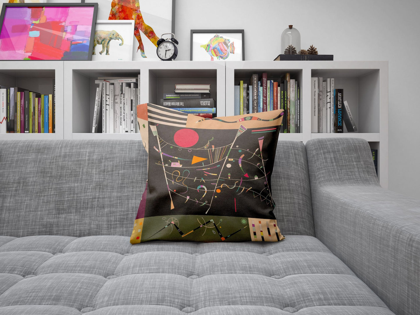 Wassily Kandinsky Abstract Painting, Pillow Case, Abstract Throw Pillow Cover, Art Pillow, Black, Contemporary Pillow, 18 X 18 Pillow Covers