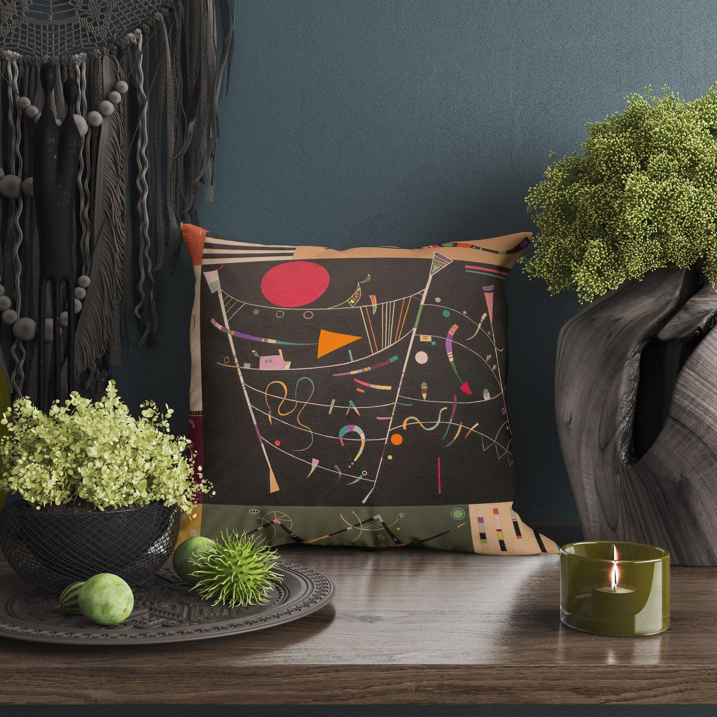Wassily Kandinsky Abstract Painting, Pillow Case, Abstract Throw Pillow Cover, Art Pillow, Black, Contemporary Pillow, 18 X 18 Pillow Covers