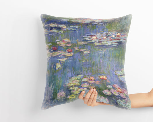 Claude Monet Famous Painting Pond With Waterlilies, Pillow Case, Designer Pillow, Green Pillow Cases, Farmhouse Pillow, Sofa Pillows