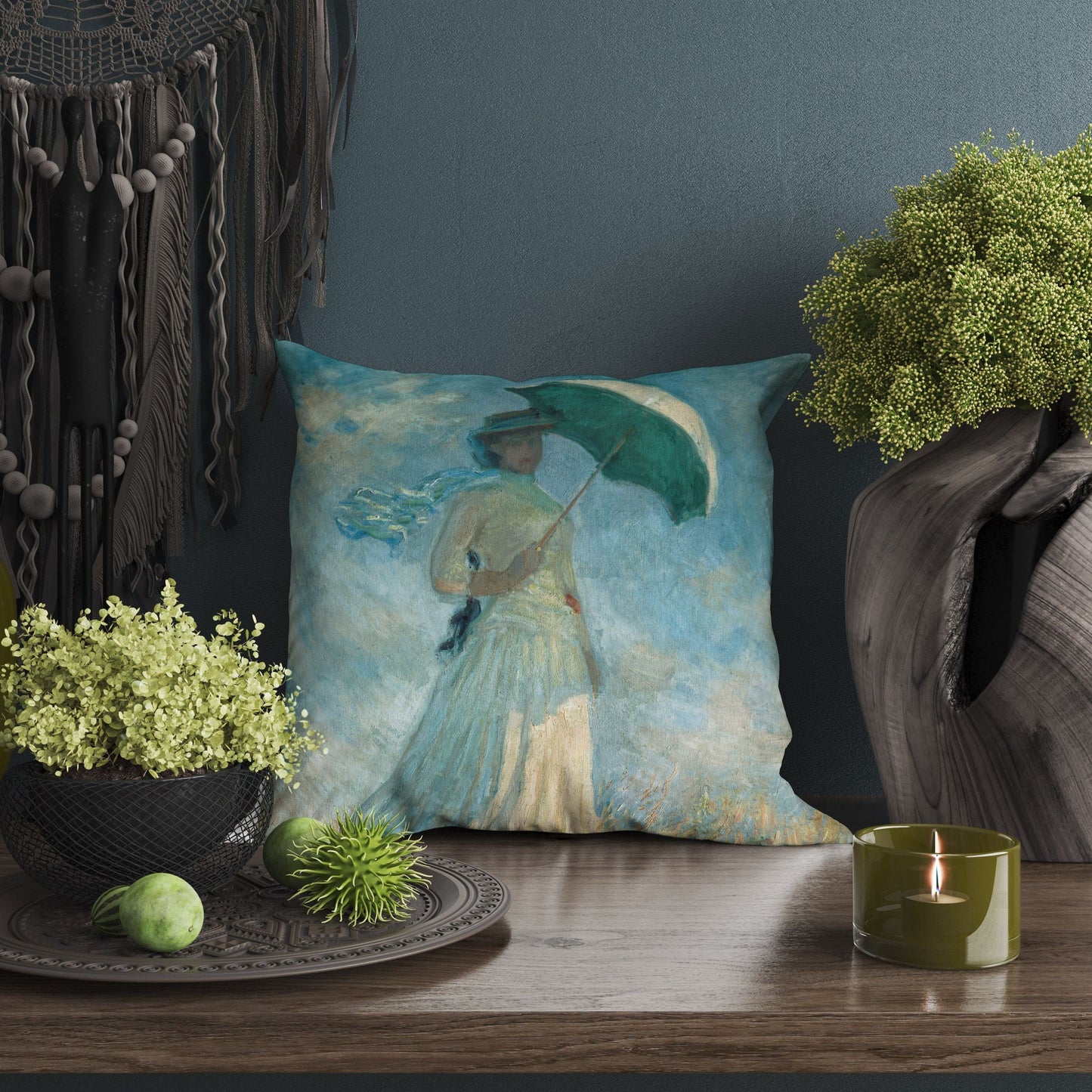 Claude Monet Famous Painting, Tapestry Pillows, Abstract Pillow, Designer Pillow, Green Pillow Cases, Housewarming Gift, Sofa Pillows