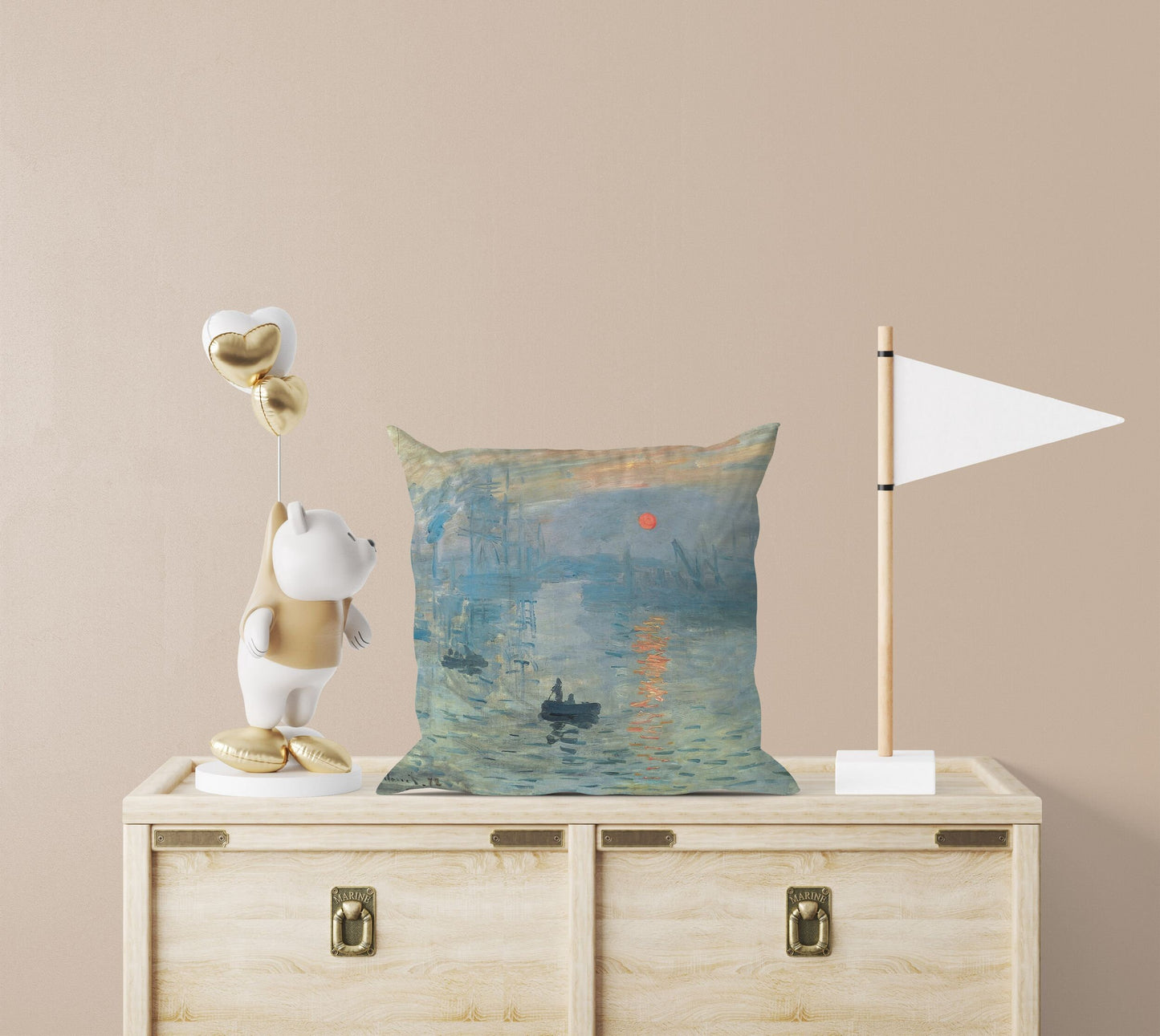 Claude Monet Famous Painting Impression Sunrise, Throw Pillow Cover, Abstract Pillow, Soft Pillow Cases, Blue And Green, Modern Pillow