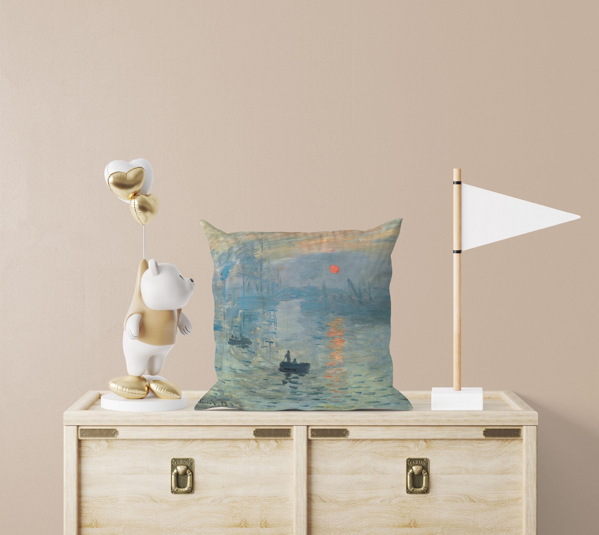 Claude Monet Famous Painting Impression Sunrise, Throw Pillow Cover, Abstract Pillow, Soft Pillow Cases, Blue And Green, Modern Pillow