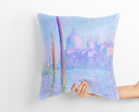 Claude Monet Famous Painting Venice Grand Canal, Throw Pillow, Abstract Pillow, Art Pillow, Blue Pillow, Contemporary Pillow, Square Pillow