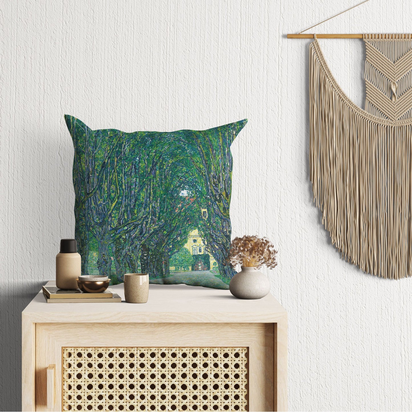 Gustav Klimt Famous Painting Avenue To Schloss Kammer Abstract Throw Pillow Cover, Designer Pillow, Art Nouveau Pillow, 22X22 Pillow Cover