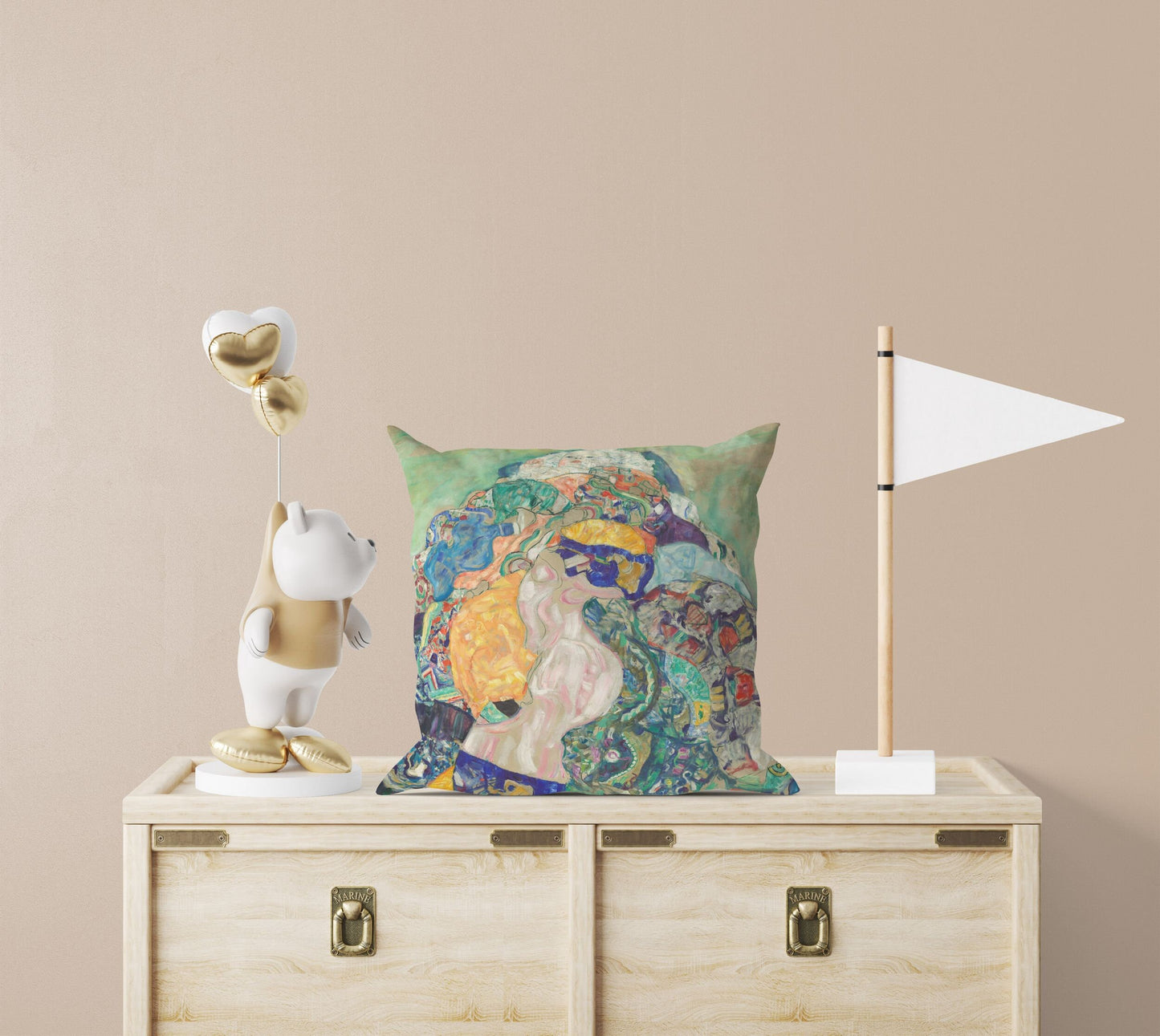 Gustav Klimt Famous Art Baby (Cradle) Abstract Throw Pillow, Designer Pillow, Contemporary Pillow, 22X22 Pillow Cover, Housewarming Gift