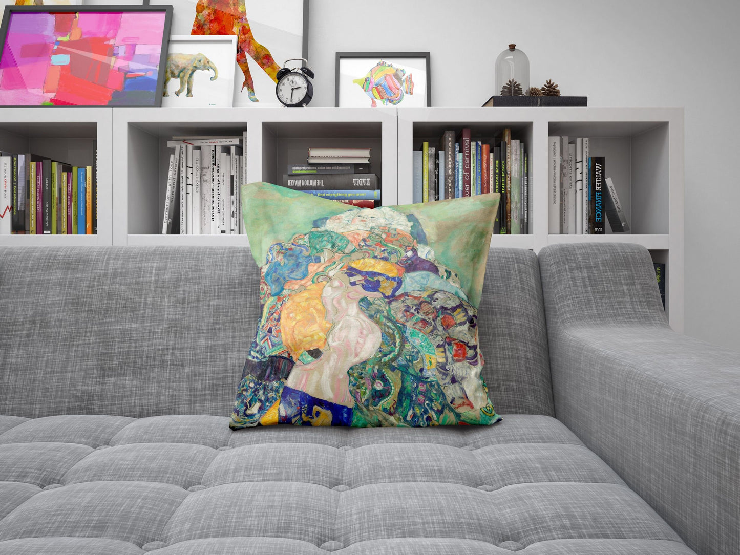 Gustav Klimt Famous Art Baby (Cradle) Abstract Throw Pillow, Designer Pillow, Contemporary Pillow, 22X22 Pillow Cover, Housewarming Gift