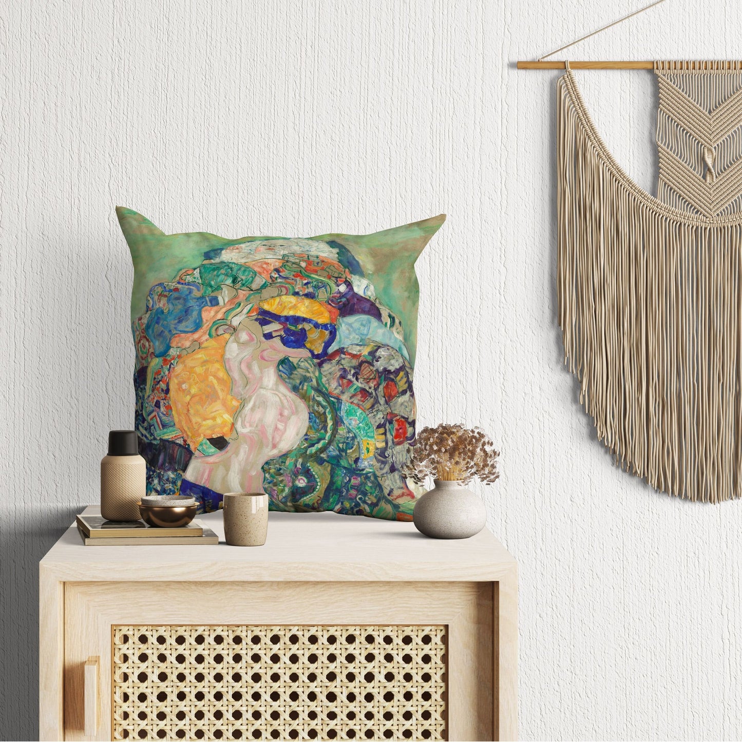 Gustav Klimt Famous Art Baby (Cradle) Abstract Throw Pillow, Designer Pillow, Contemporary Pillow, 22X22 Pillow Cover, Housewarming Gift