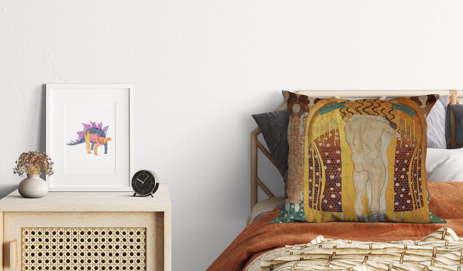 Gustav Klimt Famous Art Beethoven Frieze Abstract Throw Pillow, Designer Pillow, Gold, Art Nouveau Pillow, 18 X 18 Pillow Covers