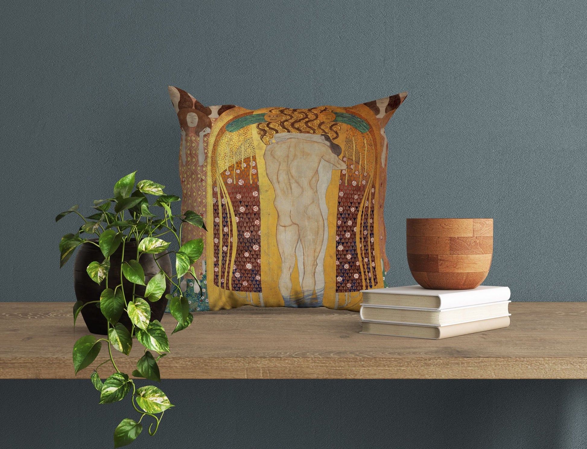 Gustav Klimt Famous Art Beethoven Frieze Abstract Throw Pillow, Designer Pillow, Gold, Art Nouveau Pillow, 18 X 18 Pillow Covers