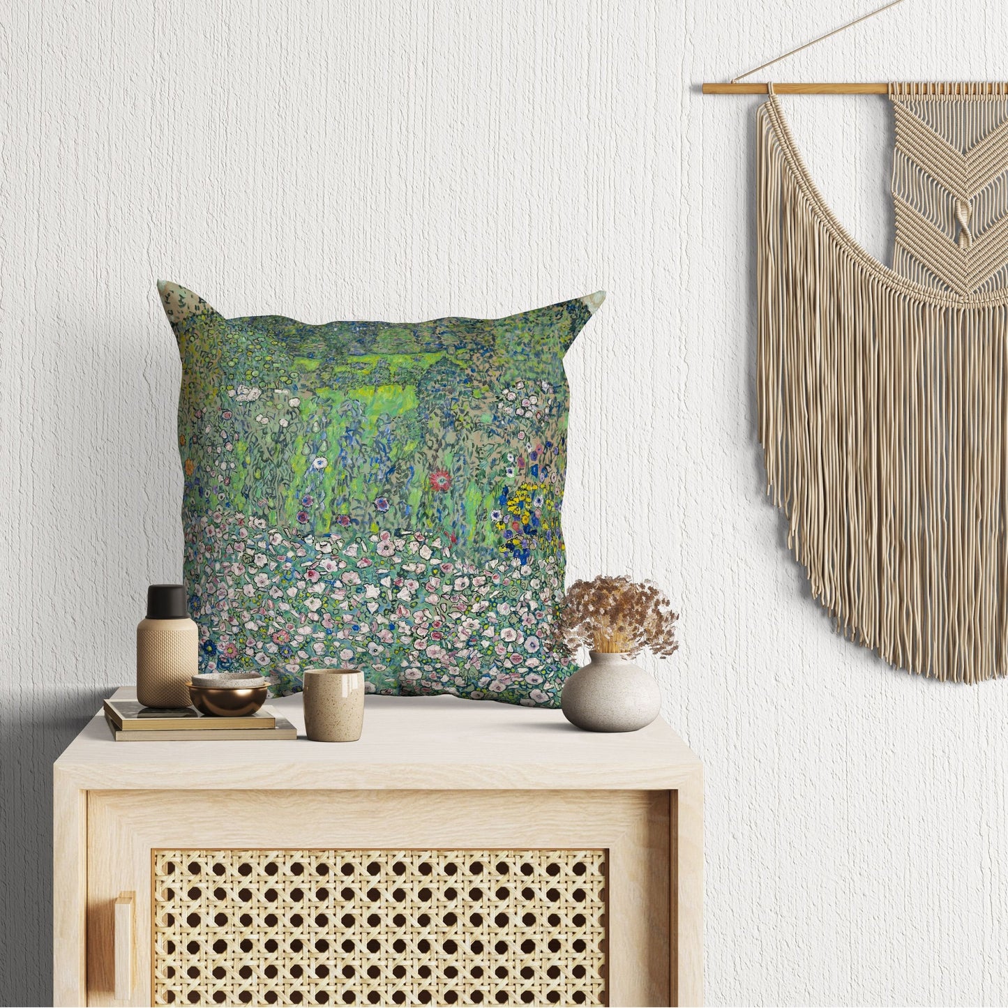 Gustav Klimt Famous Art Garden Landscape With Hilltop, Decorative Pillow, Abstract Throw Pillow, 22X22 Pillow Cover, Indoor Pillow Cases