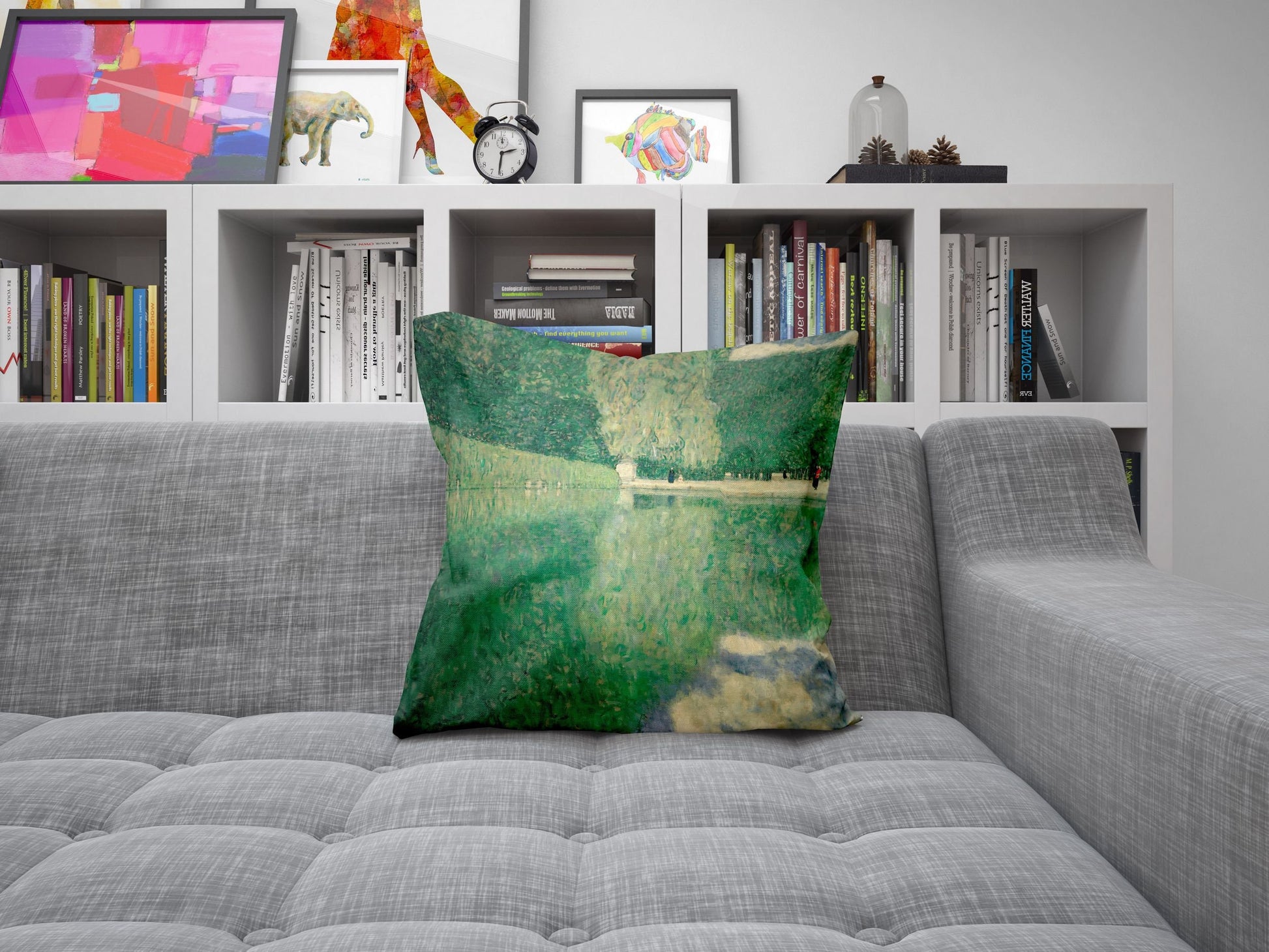 Gustav Klimt Famous Art, Throw Pillow Cover, Green Pillow Cases, Contemporary Pillow, 22X22 Pillow Cover, Home Decor Pillow, Sofa Pillows