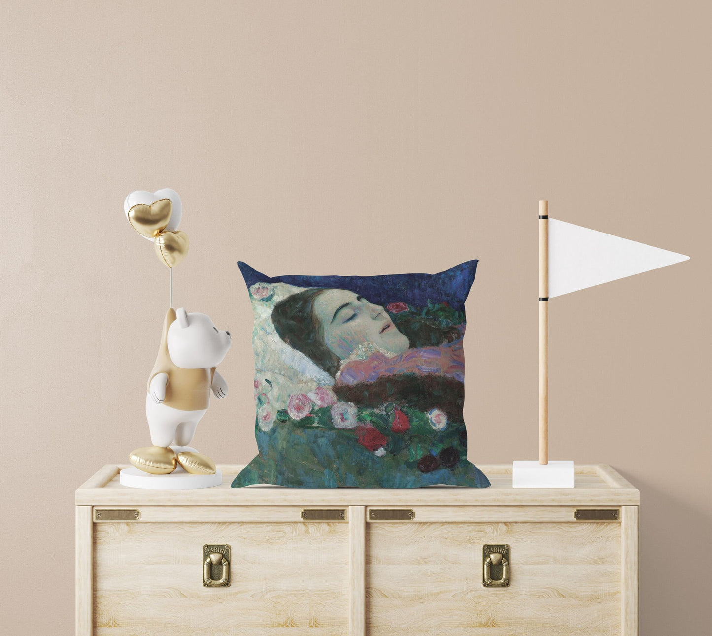 Gustav Klimt Famous Art, Pillow Case, Abstract Throw Pillow, Designer Pillow, Green Pillow Cases, Art Nouveau Pillow, Large Pillow Cases