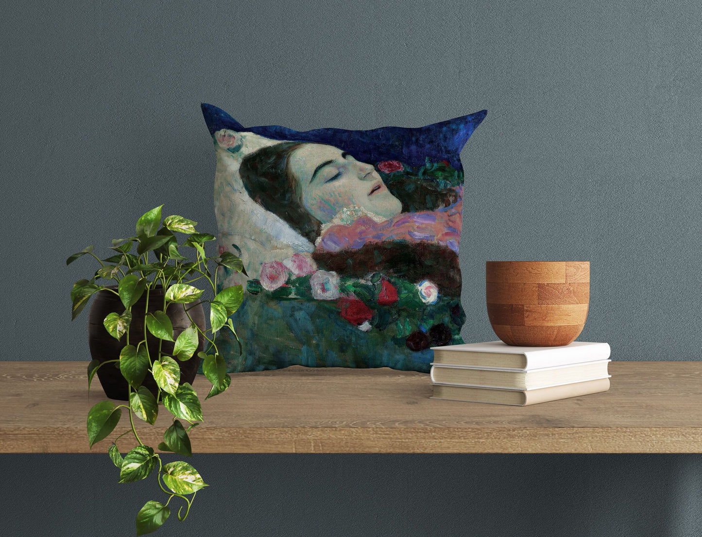 Gustav Klimt Famous Art, Pillow Case, Abstract Throw Pillow, Designer Pillow, Green Pillow Cases, Art Nouveau Pillow, Large Pillow Cases
