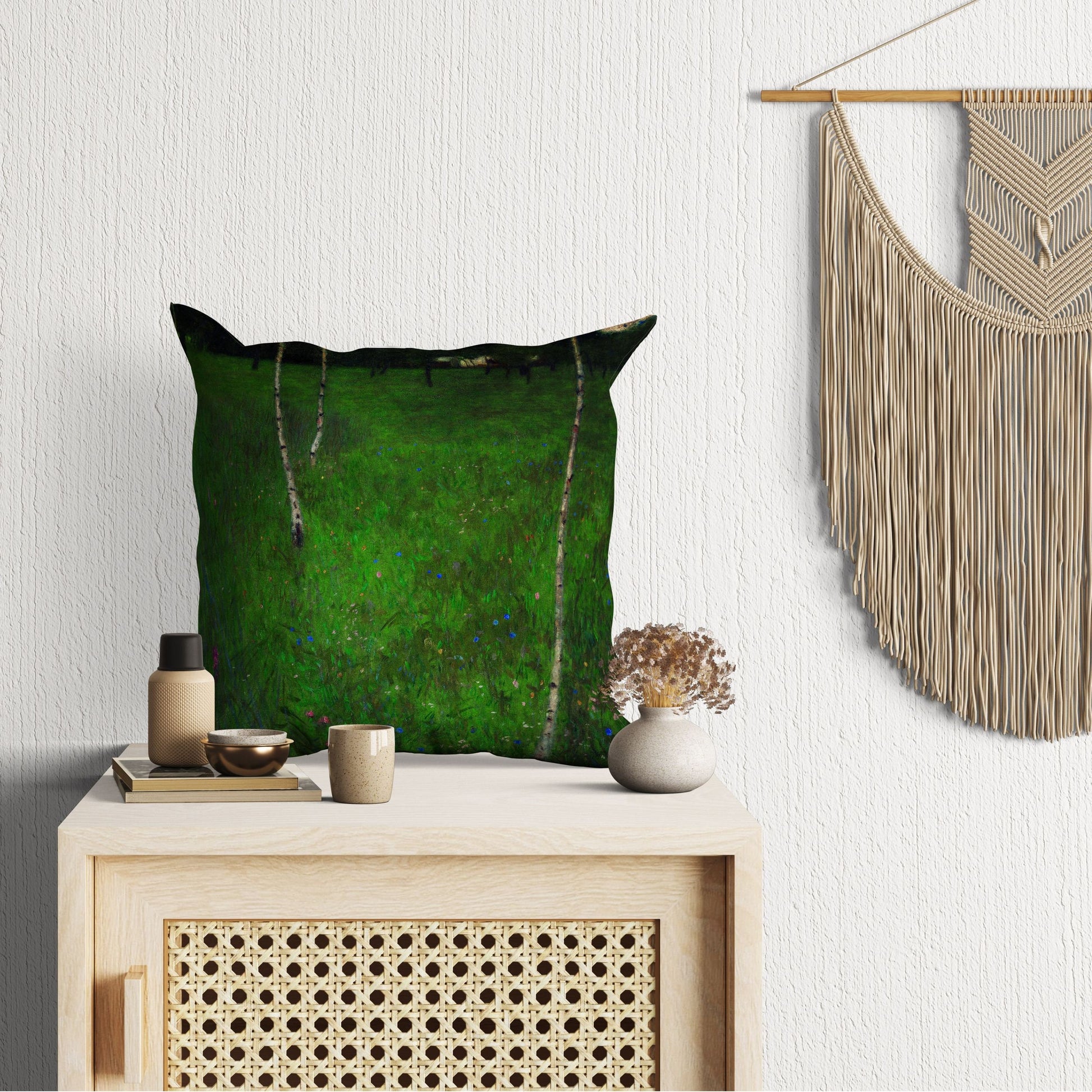 Abstract Throw Pillow, Gustav Klimt Famous Art, Throw Pillow Cover, Soft Pillow Cases, Green Pillow Cases, Art Nouveau Pillow, Square Pillow