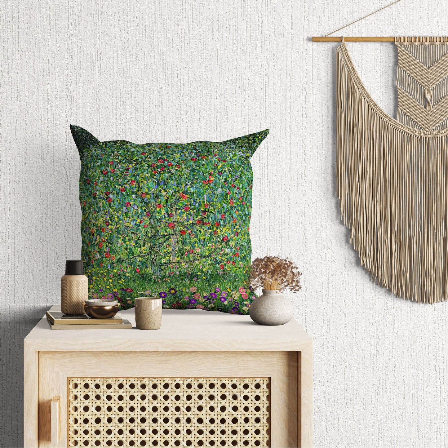 Gustav Klimt Famous Painting, Throw Pillow Cover, Abstract Throw Pillow Cover, Artist Pillow, Green Pillow Cases, 22X22 Pillow Cover