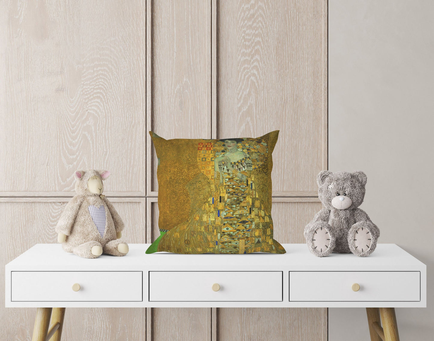 Gustav Klimt Famous Painting Portrait Of Adele Bloch-Bauer I, Decorative Pillow, Soft Pillow Cases, Gold, Art Nouveau Pillow, Large Pillow