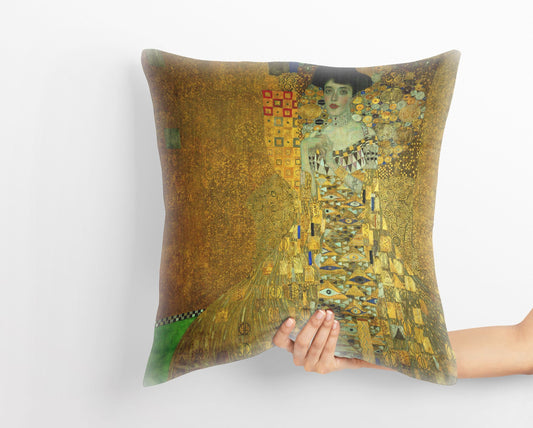 Gustav Klimt Famous Painting Portrait Of Adele Bloch-Bauer I, Decorative Pillow, Soft Pillow Cases, Gold, Art Nouveau Pillow, Large Pillow
