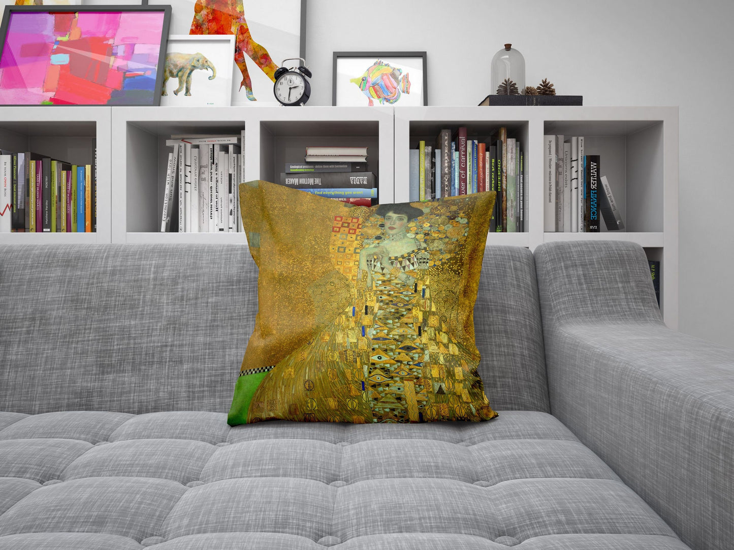 Gustav Klimt Famous Painting Portrait Of Adele Bloch-Bauer I, Decorative Pillow, Soft Pillow Cases, Gold, Art Nouveau Pillow, Large Pillow