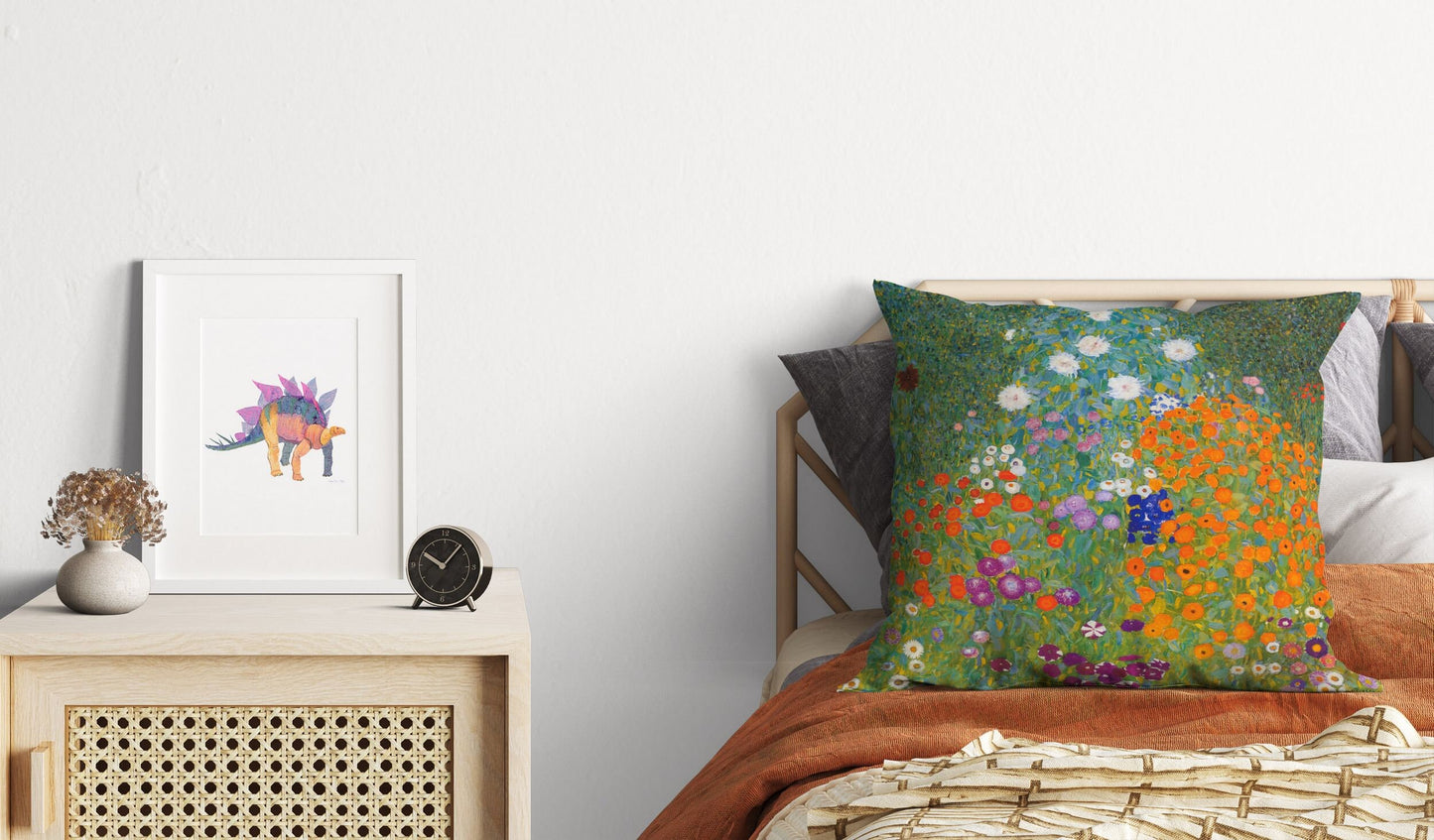 Gustav Klimt Famous Painting Bauerngarten, Pillow Case, Abstract Throw Pillow Cover, Green Pillow Cases, Contemporary Pillow, Square Pillow