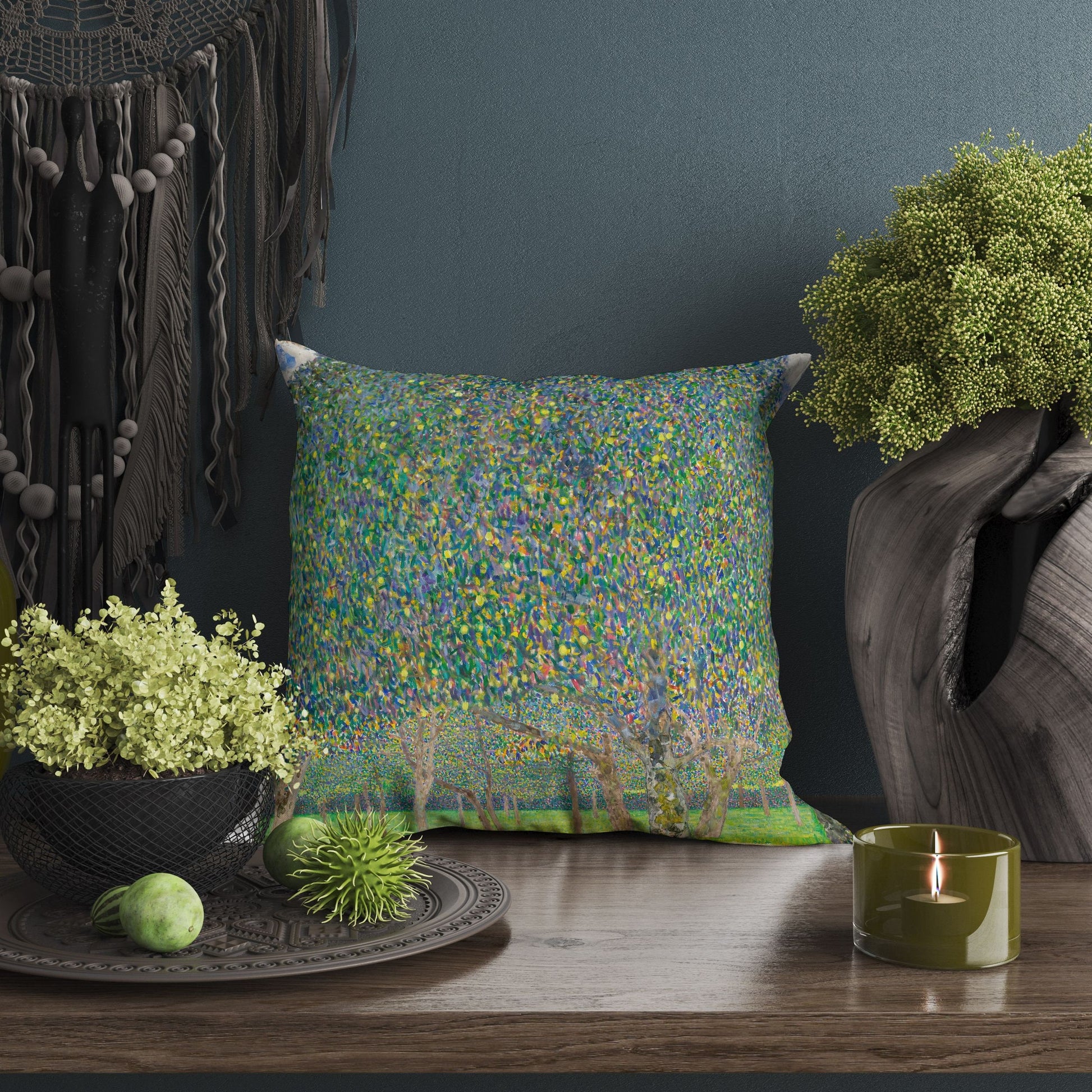 Gustav Klimt Famous Painting Pear Tree, Pillow Case, Abstract Pillow, Soft Pillow Cases, 22X22 Pillow Cover, Housewarming Gift, Sofa Pillows