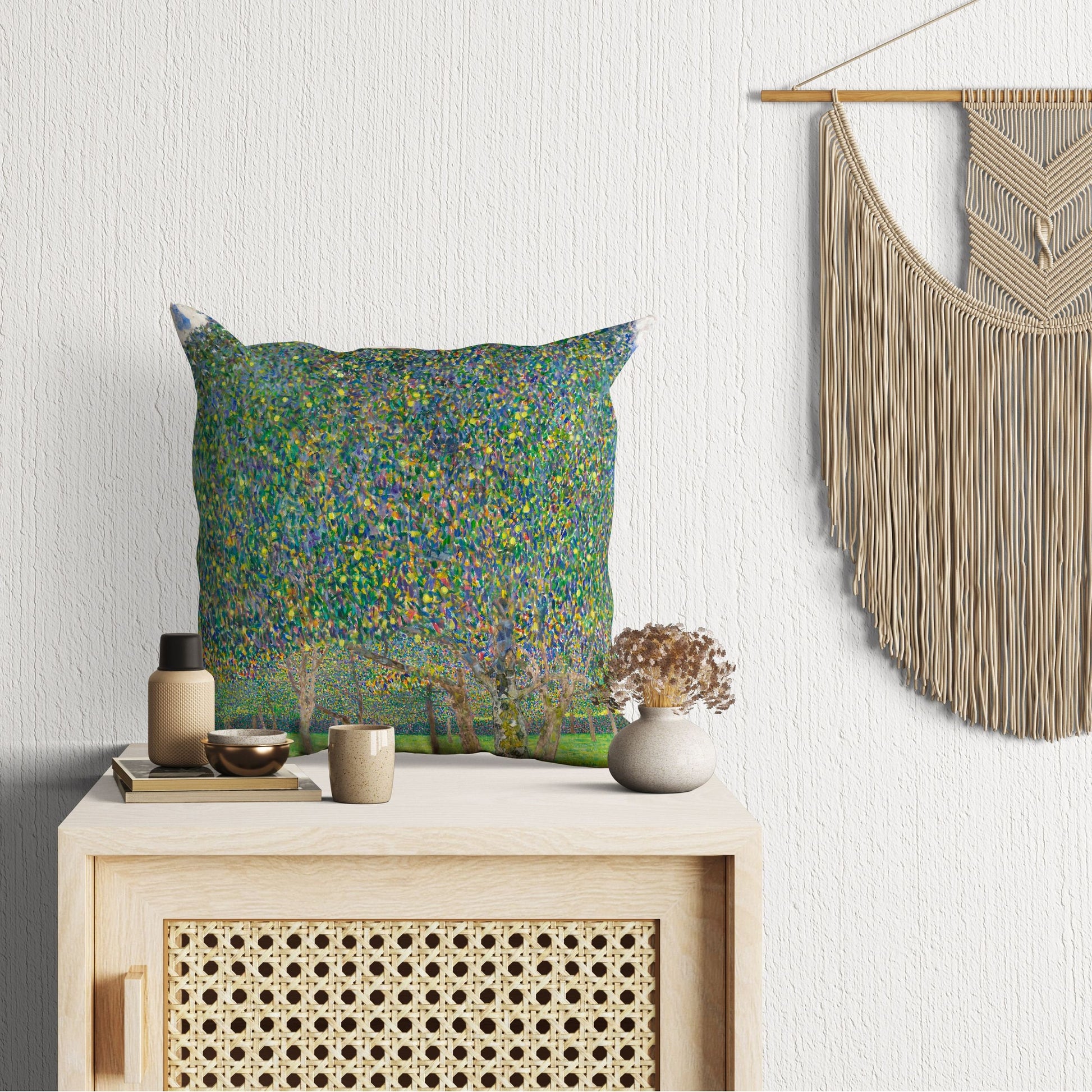 Gustav Klimt Famous Painting Pear Tree, Pillow Case, Abstract Pillow, Soft Pillow Cases, 22X22 Pillow Cover, Housewarming Gift, Sofa Pillows