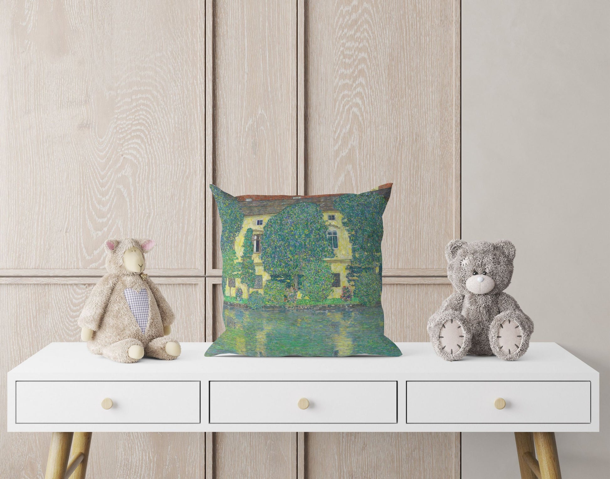 Gustav Klimt Famous Painting Schloss Kammer On Lake Attersee III Pillow Case, Abstract Pillow, Artist Pillow, Home Decor Pillow Sofa Pillows