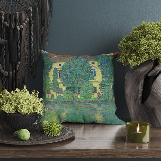 Gustav Klimt Famous Painting Schloss Kammer On Lake Attersee III Pillow Case, Abstract Pillow, Artist Pillow, Home Decor Pillow Sofa Pillows