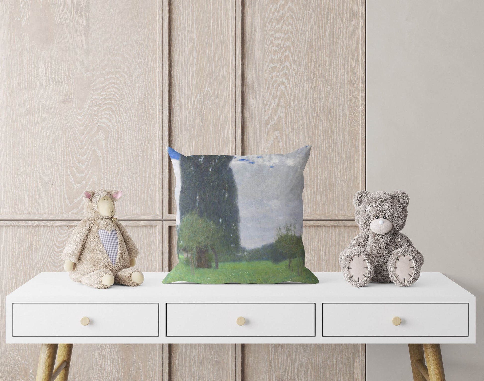Gustav Klimt Famous Painting The Large Poplar, Tapestry Pillows, Abstract Throw Pillow Cover, Designer Pillow, Green Pillow Cases