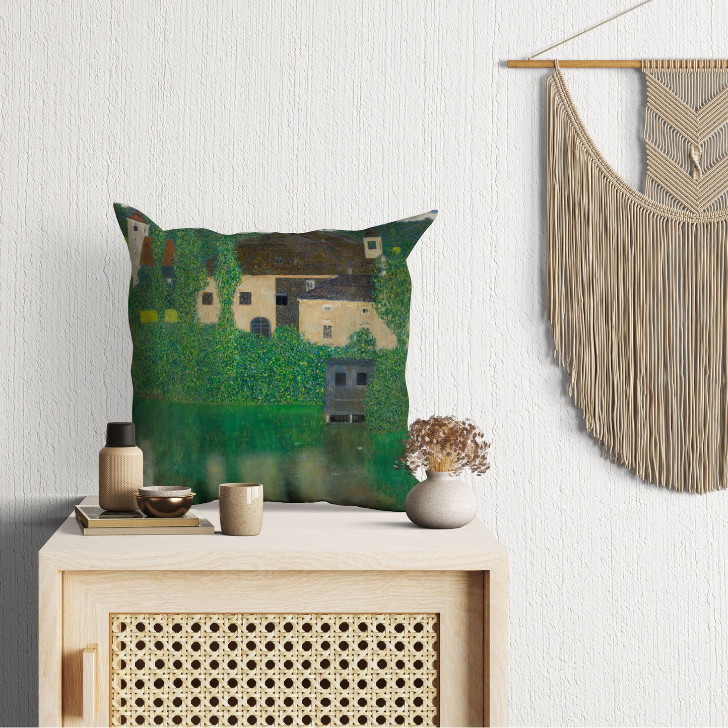 Gustav Klimt Famous Painting Water Castle, Tapestry Pillows, Abstract Throw Pillow Cover, Soft Pillow Cases, Farmhouse Pillow, Holiday Gift