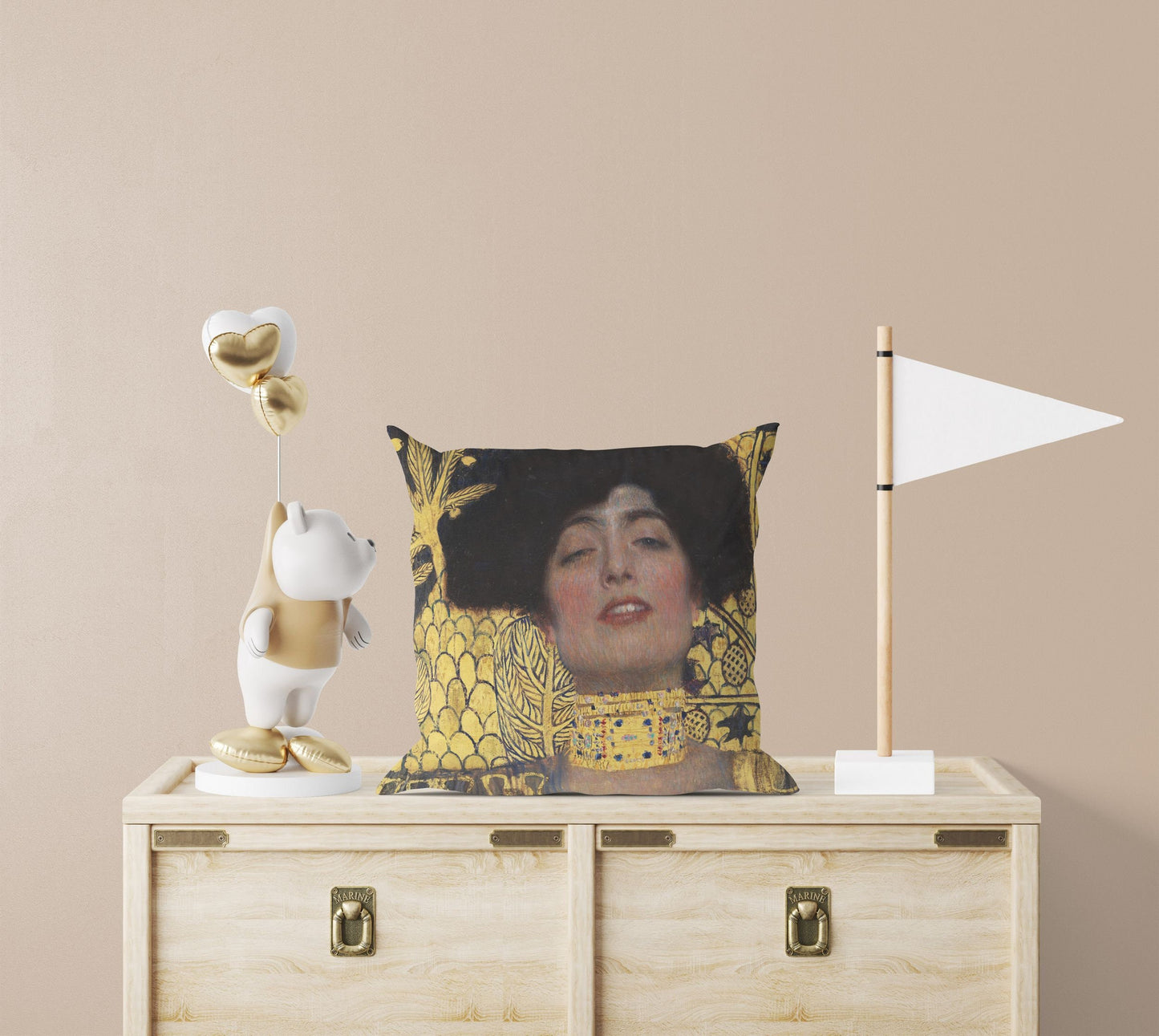 Gustav Klimt Famous Painting Judith, Throw Pillow Cover, Abstract Pillow, Art Pillow, Gold, Art Nouveau Pillow, Square Pillow